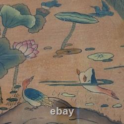 Asian-inspired or Chinoiserie hand-painted wooden chest of drawers