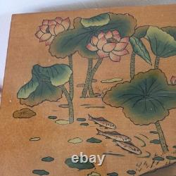 Asian-inspired or Chinoiserie hand-painted wooden chest of drawers