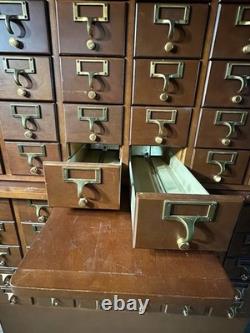 Authentic Vintage Library Card Catalog. 60 Drawers. 3 Trays