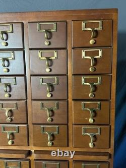 Authentic Vintage Library Card Catalog. 60 Drawers. 3 Trays