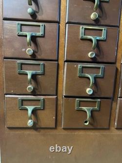 Authentic Vintage Library Card Catalog. 60 Drawers. 3 Trays