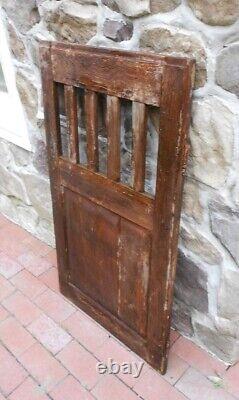 Authentic diminutive Antique French Slatted Cabinet Pine Flat panel door 41x23