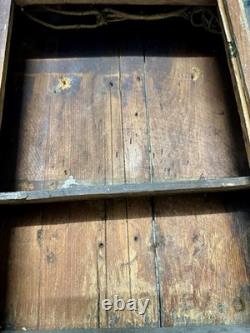 Awesome Old Primitive Wood Wall Hanging Display Cabinet With Framed Glass Door
