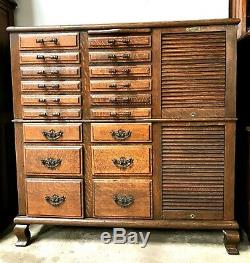 Awesome Quarter Sawn Oak Harvard Dental Cabinet With 8 Swing Out Trays