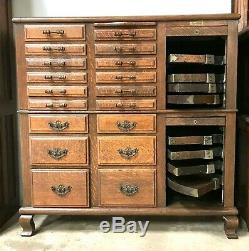 Awesome Quarter Sawn Oak Harvard Dental Cabinet With 8 Swing Out Trays