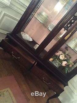 Beautiful Antique French Mahogany Vitrine, China Cabinet, Highly Carved