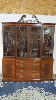 Baker Chippendale China Cabinet Breakfront Mahogany Beautiful