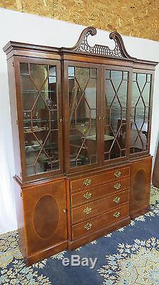 Baker Chippendale China Cabinet Breakfront Mahogany Beautiful