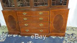 Baker Chippendale China Cabinet Breakfront Mahogany Beautiful