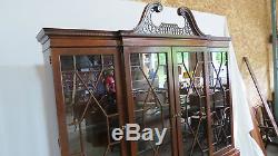 Baker Chippendale China Cabinet Breakfront Mahogany Beautiful