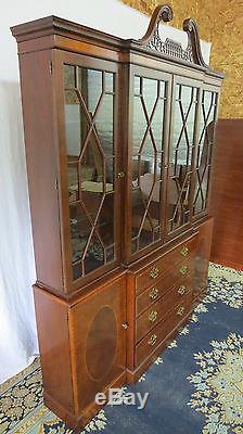 Baker Chippendale China Cabinet Breakfront Mahogany Beautiful