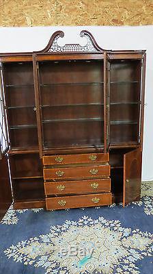 Baker Chippendale China Cabinet Breakfront Mahogany Beautiful