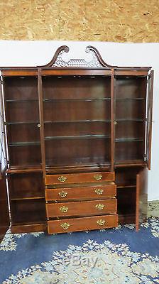 Baker Chippendale China Cabinet Breakfront Mahogany Beautiful