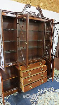 Baker Chippendale China Cabinet Breakfront Mahogany Beautiful