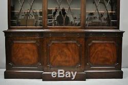 Baker English Regency Style Mahogany Breakfront China Cabinet Bookcase Cupboard