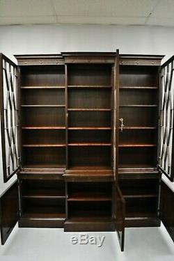 Baker English Regency Style Mahogany Breakfront China Cabinet Bookcase Cupboard