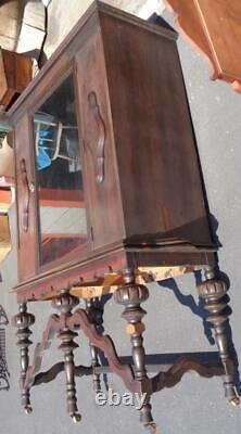 Beautiful Antique Jacobean Revival Cabinet BEAUTIFULLY CARVED ORIGINAL GLASS