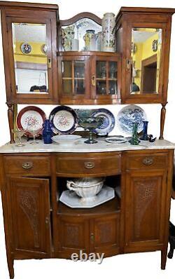 Beautiful Antique Marble Top Cabinet. Can be disassembled for easy moving