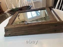 Beautiful Antique Oak Medicine Cabinet Carved Antique Wood Beveled Mirror