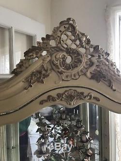 Beautiful Antique Vintage French Provincial Curio Cabinet 6 Ft Ornate Lit Keyed