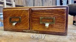 Beautiful Antique Wabash Cabinet Co. Oak Card Catalog 2 Drawer Index Card File