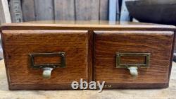 Beautiful Antique Wabash Cabinet Co. Oak Card Catalog 2 Drawer Index Card File