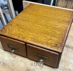 Beautiful Antique Wabash Cabinet Co. Oak Card Catalog 2 Drawer Index Card File