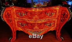 Beautiful French Louis Style Bombay Chest Of Drawers Console Cabinet, Inlaid