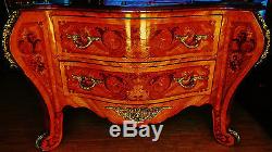 Beautiful French Louis Style Bombay Chest Of Drawers Console Cabinet, Inlaid