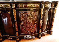 Beautiful French Louis Style Ebonised Boulle Inlay Credenza Sideboard Cabinet