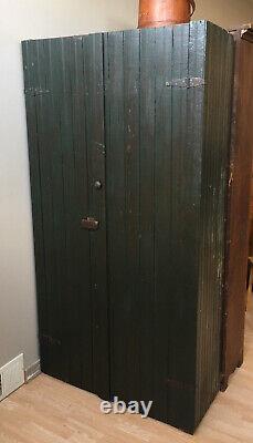 Beautiful Primitive Antique Bead Board Cabinet 79x41 Square Nails 1800's Rare