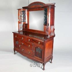 Belgian Carved Walnut Tree of Life Court Cupboard, Bubble Glass, 19th Century
