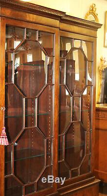 Best Rare Small Size Old Baker Crown Glass Breakfront Bookcase China Cabinet