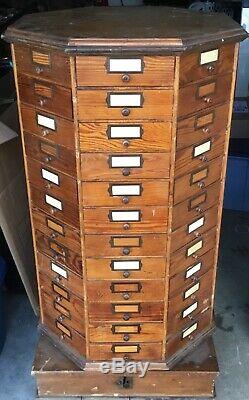 Big Antique American Bolt & Screw Co. 96 Drawer Octagonal Country Store Cabinet