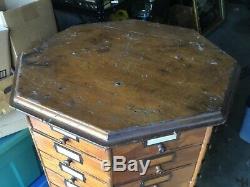 Big Antique American Bolt & Screw Co. 96 Drawer Octagonal Country Store Cabinet