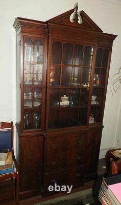 Big Old Gorgeous Mahogany Wooden China Cabinet HEAVY