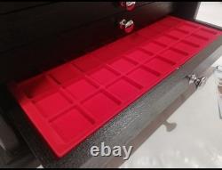 Black wooden cabinet with 5 drawers for coins. Handmade, using real wood