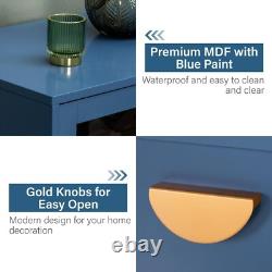 Blue Cabinet with Glass Doors Storage Cabinet Sideboard Display Cabinet Bedroom