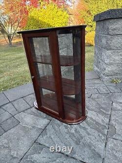 Bombay Company Wood Curio Cabinet Curved Bent Glass Mirrored 3 Shelf Display