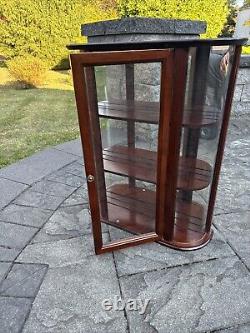 Bombay Company Wood Curio Cabinet Curved Bent Glass Mirrored 3 Shelf Display