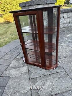 Bombay Company Wood Curio Cabinet Curved Bent Glass Mirrored 3 Shelf Display