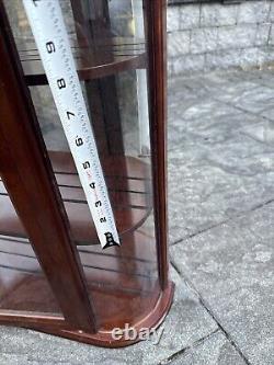 Bombay Company Wood Curio Cabinet Curved Bent Glass Mirrored 3 Shelf Display