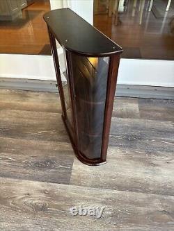 Bombay Company Wood Curio Cabinet Curved Bent Glass Mirrored 3 Shelf Display