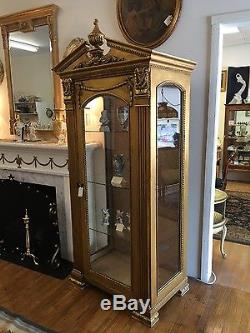 Breathtaking Carved Antique Gold Gilt Curio Cabinet