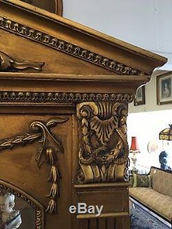 Breathtaking Carved Antique Gold Gilt Curio Cabinet