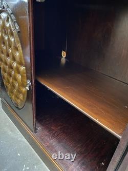 Brown Wood & Glass Free Standing Display Console Cabinet