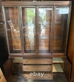 Broyhill Brasilia Walnut China Cabinet Hutch Mid Century Modern (100% Charity)