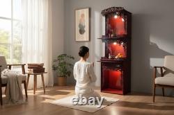 Buddhist Chinese Vietnamese Altar Shrine Cabinet 3 Levels Lights Red Wood 84 H Buddhist Chinese Vietnamese Altar Shrine Cabinet 3 Levels Lights Red Wood 84 H