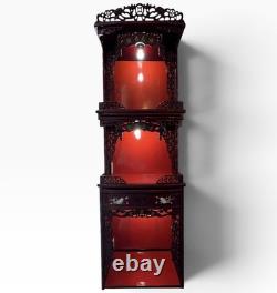 Buddhist Chinese Vietnamese Altar Shrine Cabinet 3 Levels Lights Red Wood 84 H Buddhist Chinese Vietnamese Altar Shrine Cabinet 3 Levels Lights Red Wood 84 H