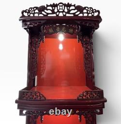 Buddhist Chinese Vietnamese Altar Shrine Cabinet 3 Levels Lights Red Wood 84 H